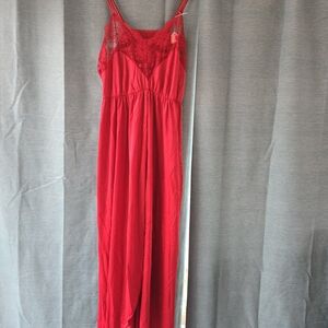 Vintage 1960s Elegant Red Lace 2 Piece Nightgown